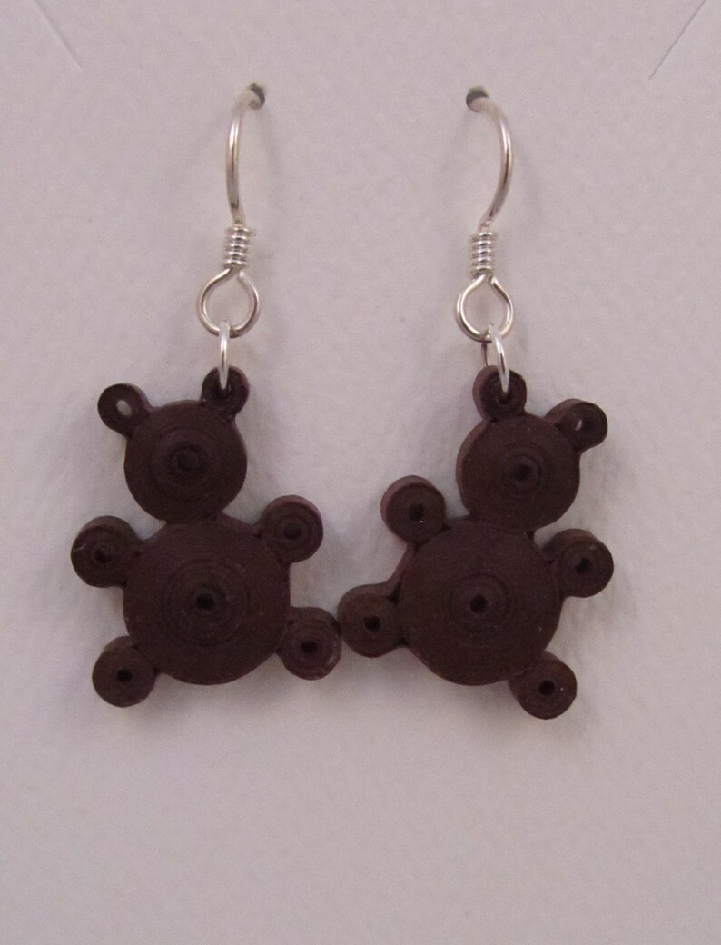 Paper Quilled Teddy Bear Earrings Handmade image 5