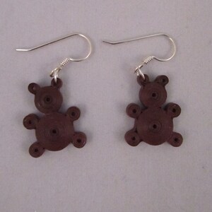 Paper Quilled Teddy Bear Earrings Handmade image 2