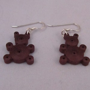 Paper Quilled Teddy Bear Earrings Handmade image 3