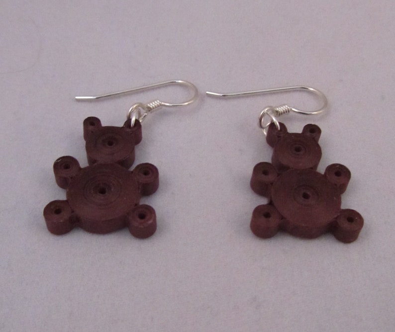 Paper Quilled Teddy Bear Earrings Handmade image 3