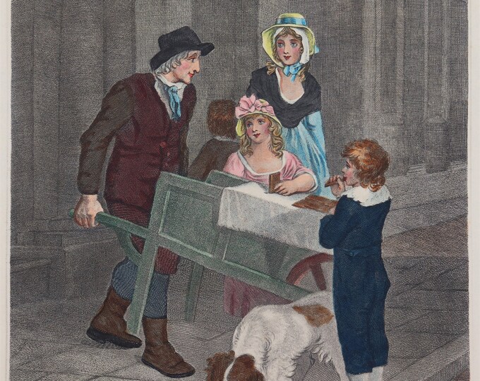 Antique "Cries of London" Engraving Print: Hot Spice Gingerbread