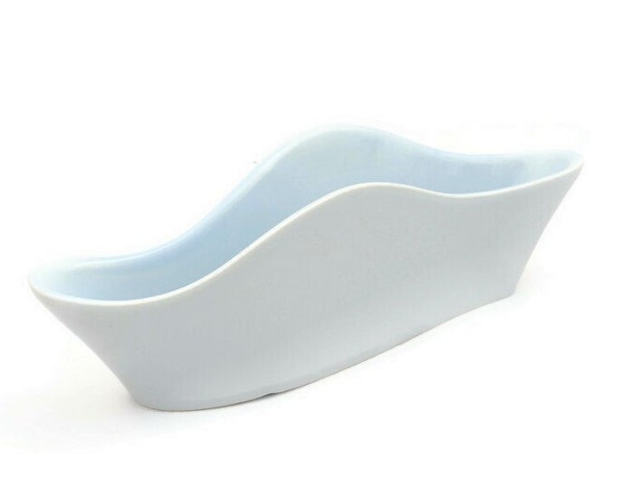 Mid Century Poole Pottery Free Form Through Posy Vase in Ice Blue.