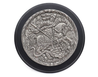 George and The Dragon Pewter Wall Plaque By Austrian Company Berndorf BMF