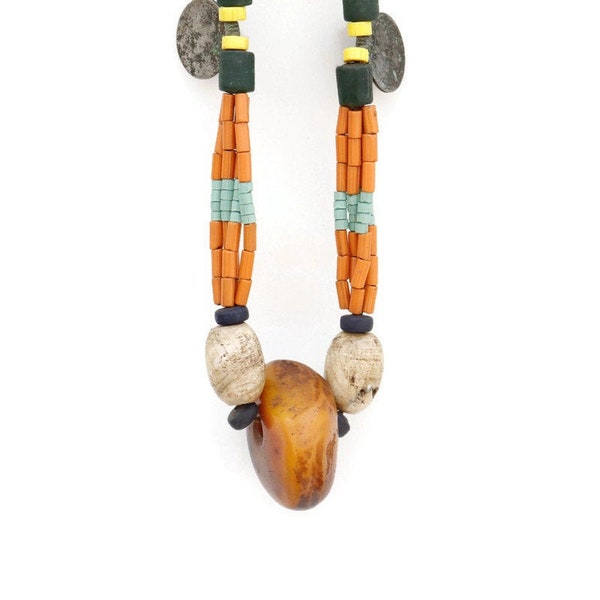 Ethnic Chunky Beads Necklace From Naga Tribe Of India, Large Chunky Boho Necklace.