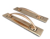 Large 13.7 quot Rose Gold Brass Art Nouveau Edwardian Door Pull Grab Handles Pair