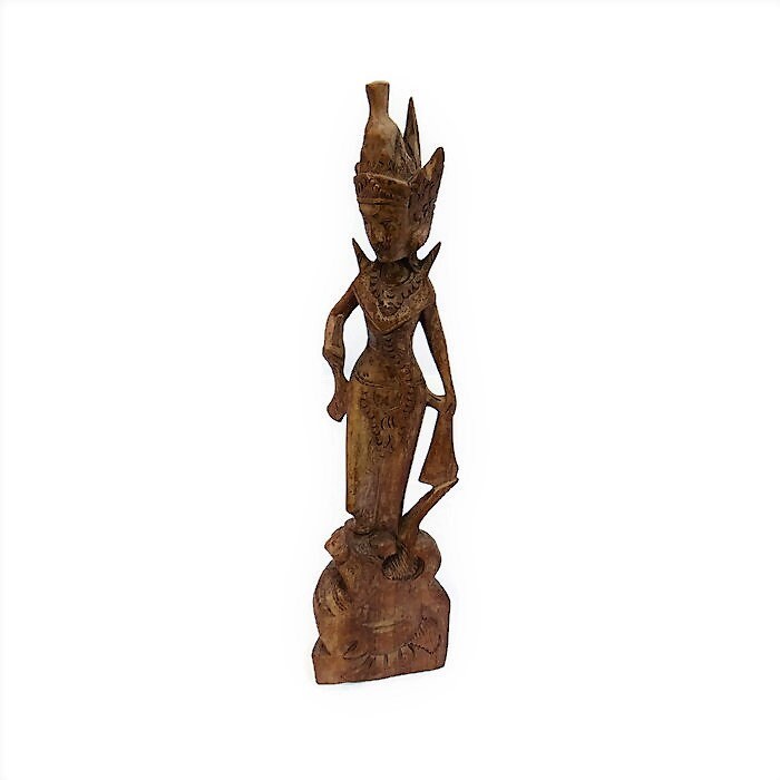 Indonesian Wooden Carving Sculpture DEWI SRI Fertility Goddess.Yoga