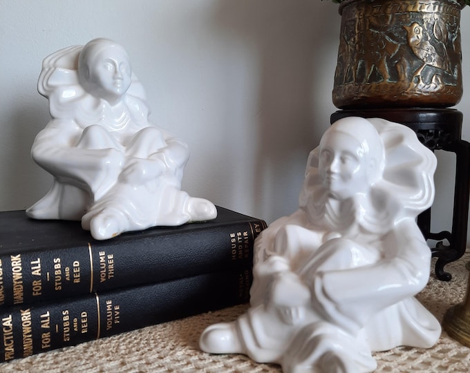 Vintage Sunset Ceramics Harlequin Bookends by Maggie Fisher