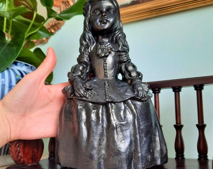 Urregui Cold Painted Terracotta Sculpture of Princess Margarita From Painting Las Meninas De Velazquez.