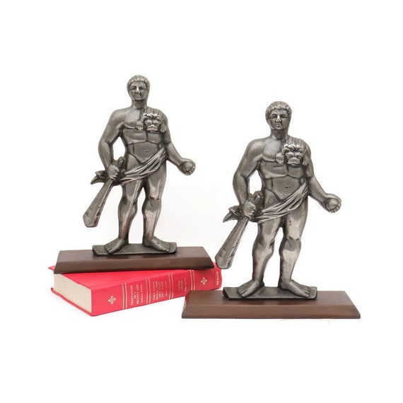 Antique cast metal Hercules from the tampion big guns of HMS Hercules mounted on bakelite bases , Antique Ship's Memorabilia, Maritime Decor