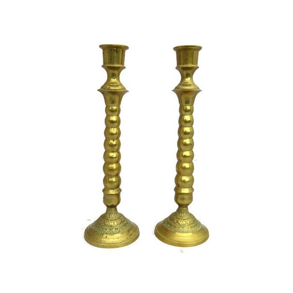 Vintage Brass Candle Holder Floral Base 9.7'' H Made In England .