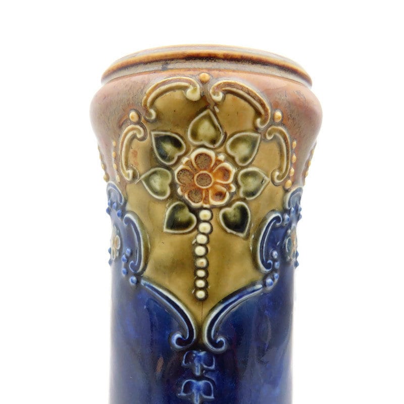 Royal Doulton Blue Glazed Stoneware Tapered Cylindrical Vase no 6462, 23cm