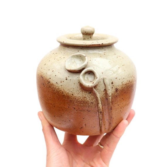 Vintage French Studio Pottery Ginger Jar By Beceleuf H 6'' Earthy Tones