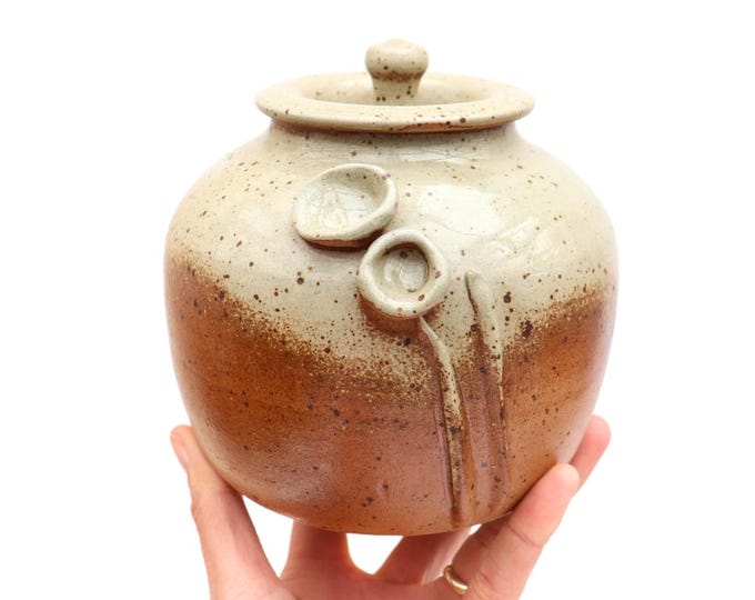 Vintage French Studio Pottery Ginger Jar By Beceleuf H 6'' Earthy Tones