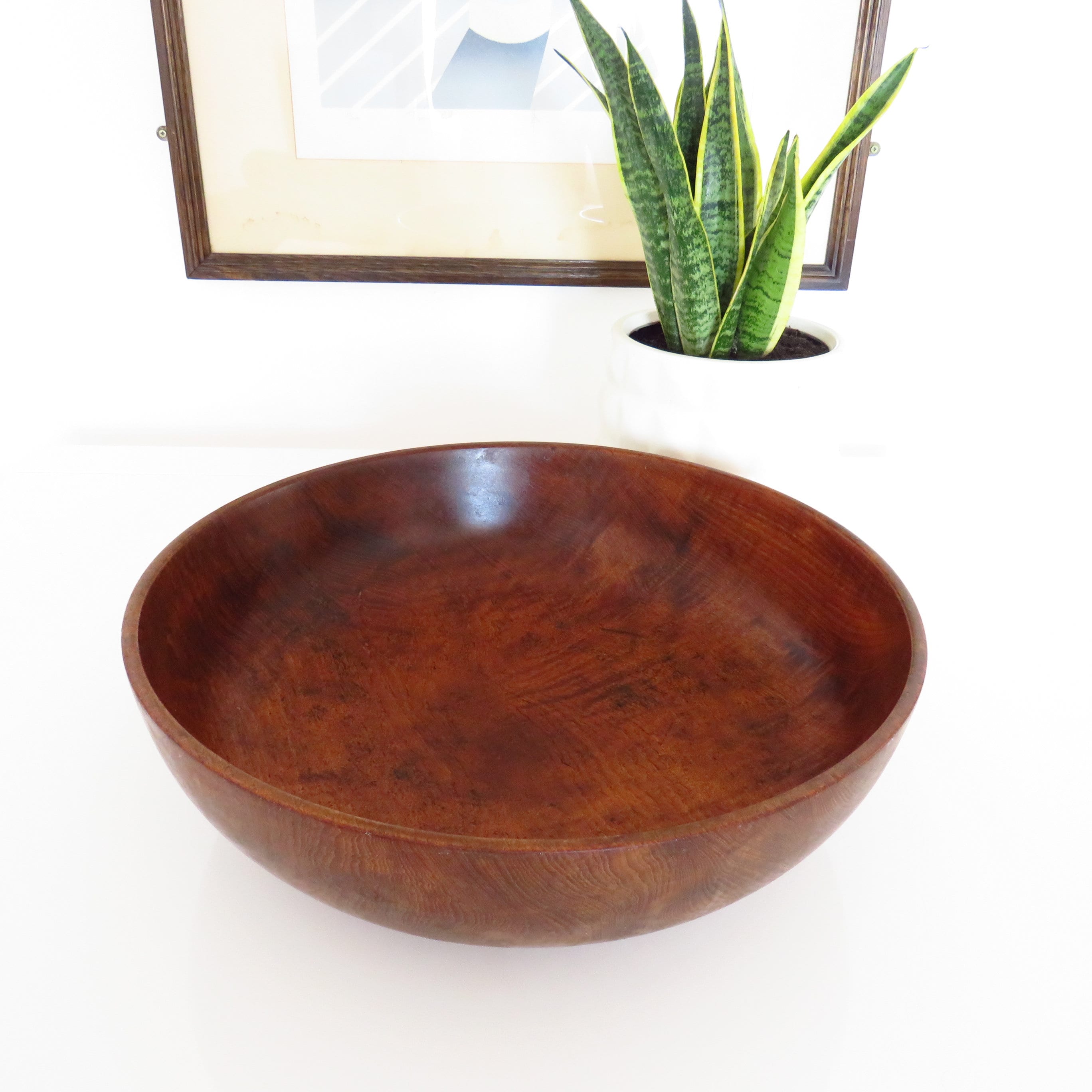 Large Mid Century Teak Wood Bowl 18'' Table Centrepiece