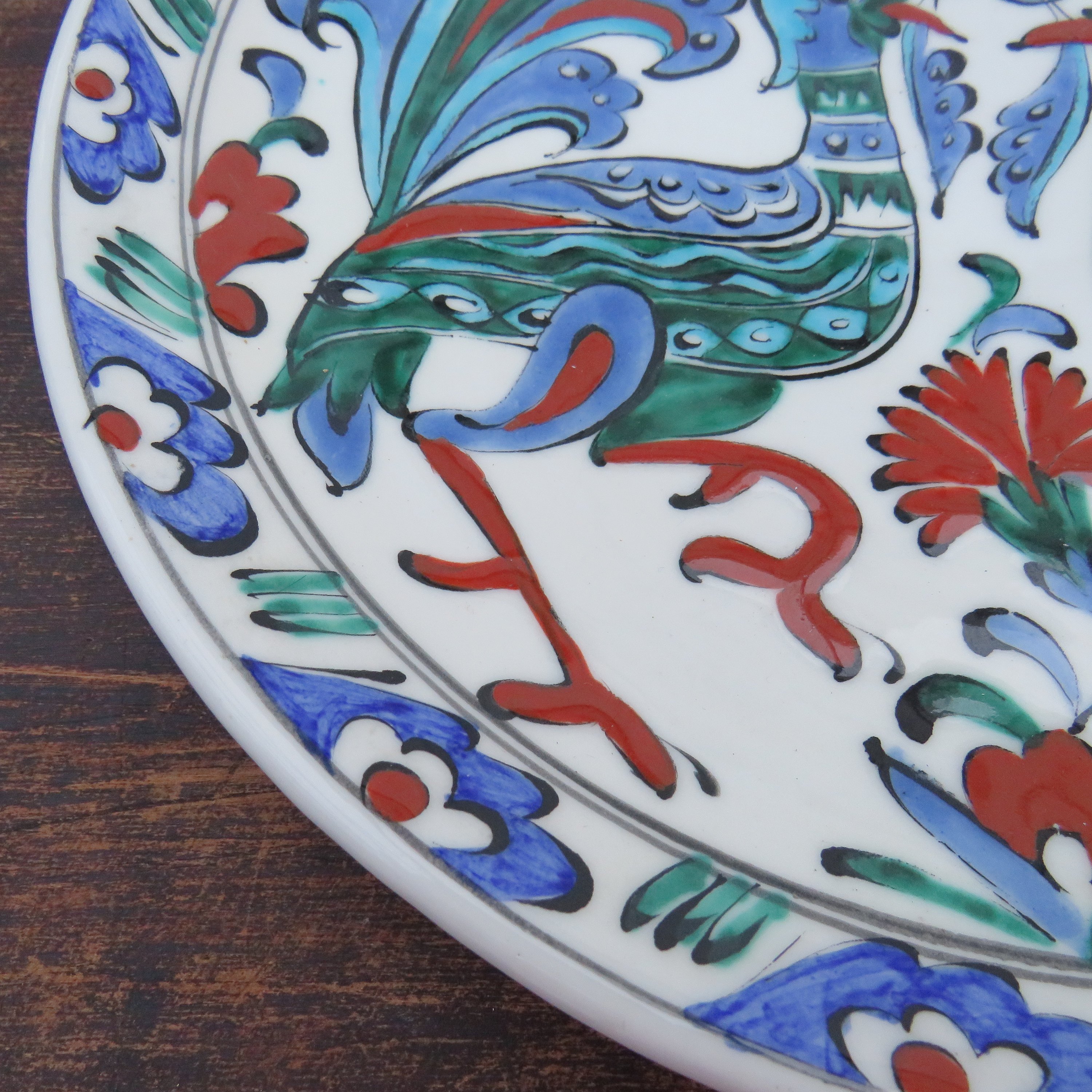 ICARO Rhodes Pottery Hand Painted Peacocks Ceramic Wall Plate 12