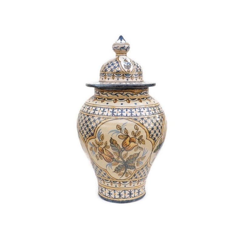 Large Hand Painted Ginger Jar Made in Olaria De Almansil Etsy UK