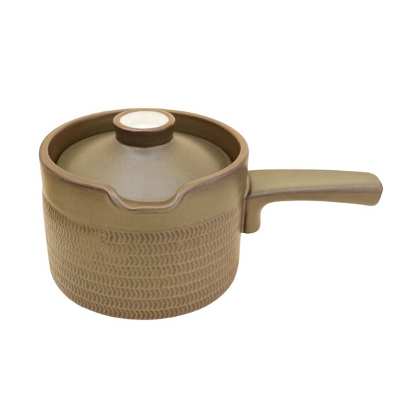 Mid Century Denby "Chevron" saucepan C 1960's, Retro Stoneware saucepan, Stoneware lidded stockpot