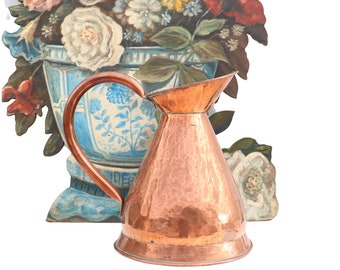 Large Copper Jug, Big Antique Copper Haystack jug, Large Jug Vase.