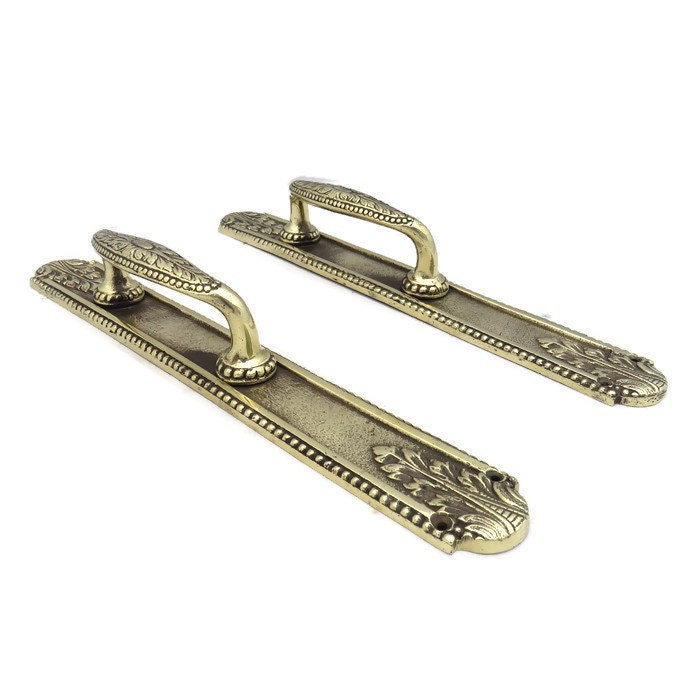 Reclaimed Large 14.2 Ornate Brass Victorian Nouveau Door Pull Grab Handle 2