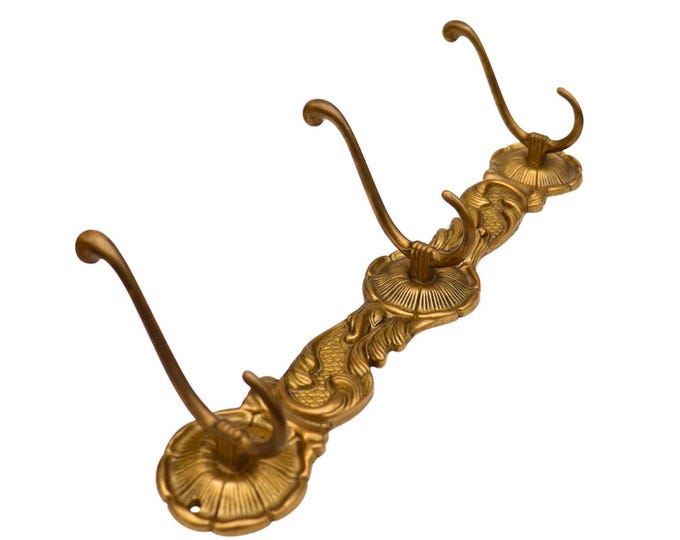 Rococo Style Brass Wall Mounted Coat Hanger French Coat Robe Hat Rack.