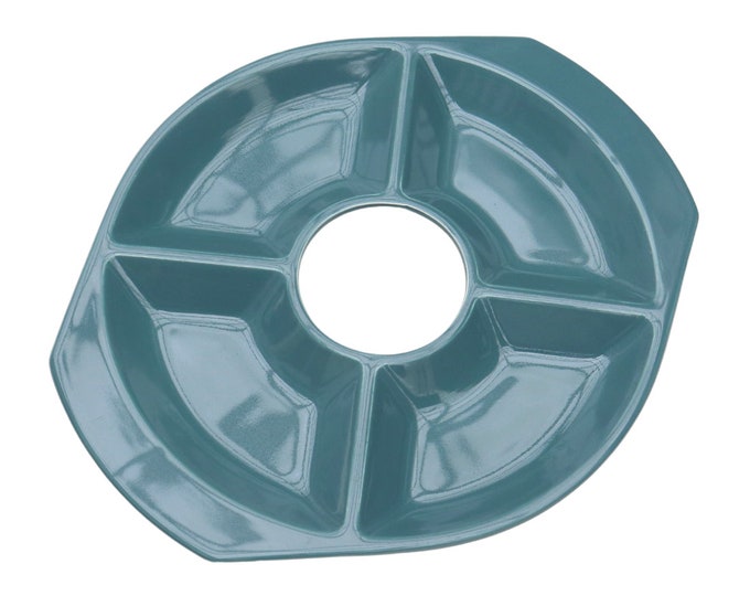 Mid Century Poole Pottery Teal Crudités Tray: MCM Snack Dish