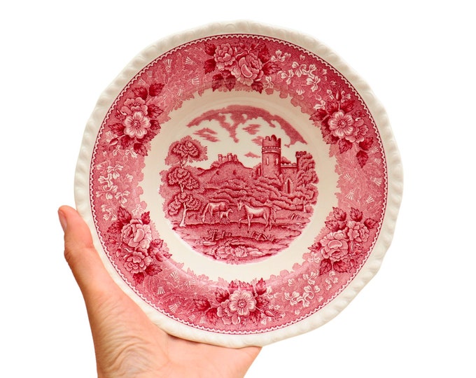 Adams English Scenic Pink Soup Plate: British Cottagecore Decor