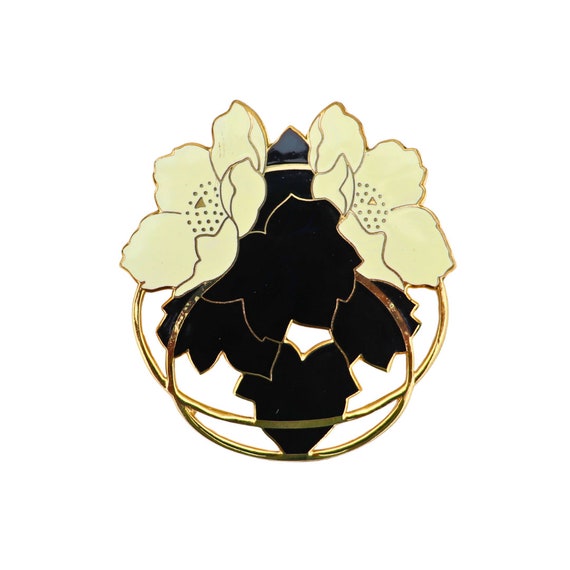 Vintage Fish And Crown Enamel Cloissone Floral Brooch D 6 CM .Vintage Floral Enamel Brooch.Brooch,Vintage Brooch