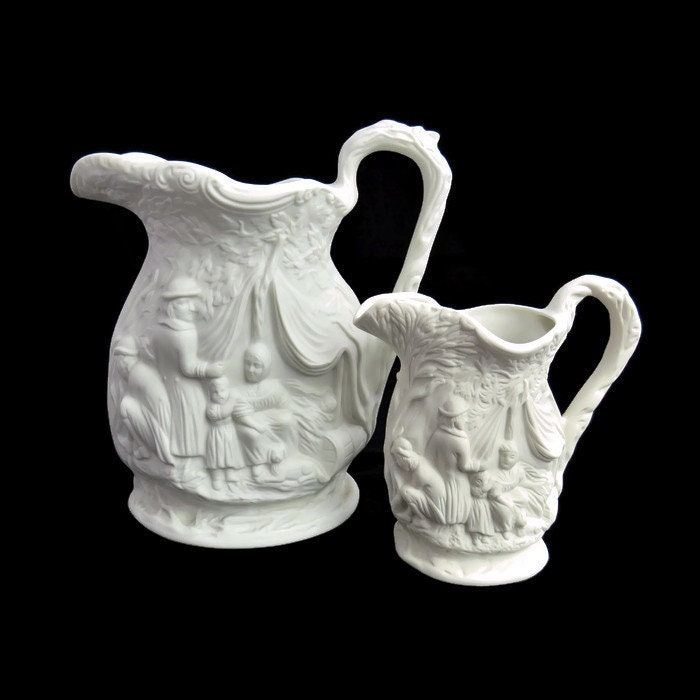 Portmeirion Parian Ware Jug Woodland Campfire Milk Jug and Creamer Jug