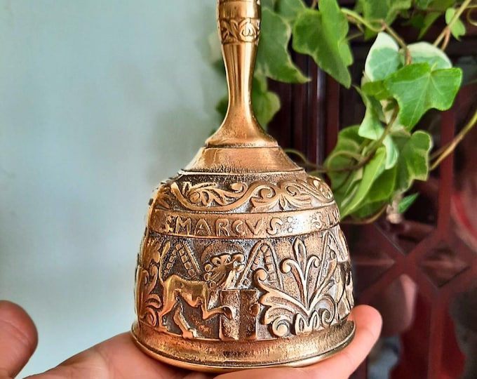 Old English Brass Sanctuary Church Bell Leo Aquila Agnus Pelicanus, Gift for a Teacher