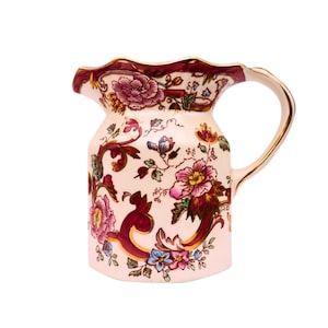 Vintage Mason&#39;s Ironstone Krug Vase: Mandalay Red Floral, Made In England