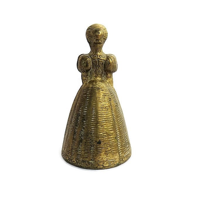Vintage English Brass Lady Bell Elizabethan Lady.Old Brass Bell.Office  Decor.Antique Brass.Small English Vintage Gift