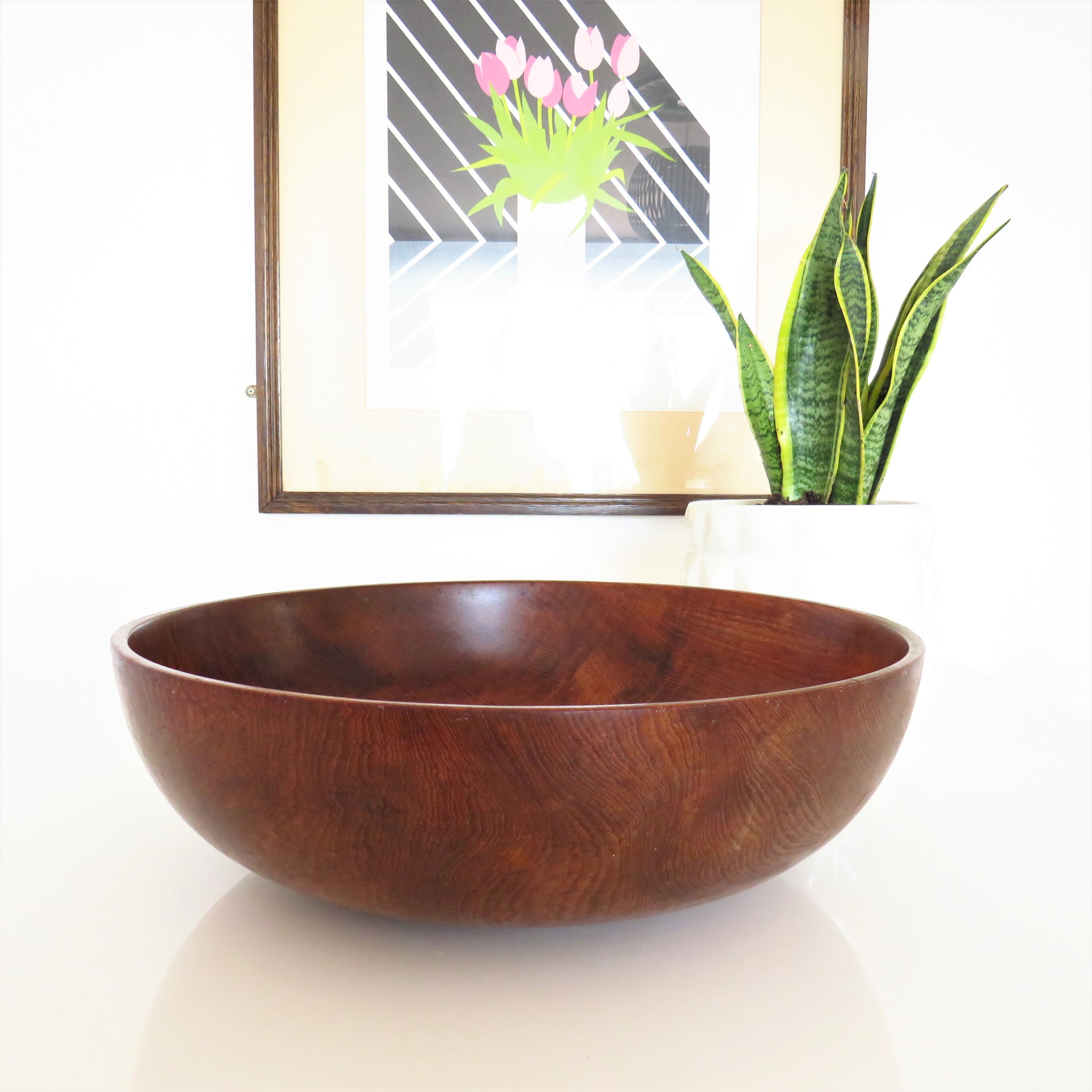 Large Mid Century Teak Wood Bowl 18'' Table Centrepiece