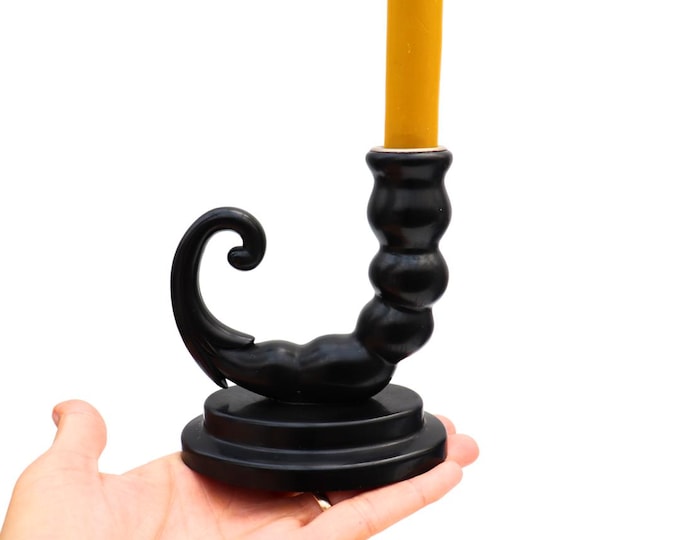 Antique Art Deco Period Scorpion Tale Single Bakelite Candlestick Holder C 1920's.