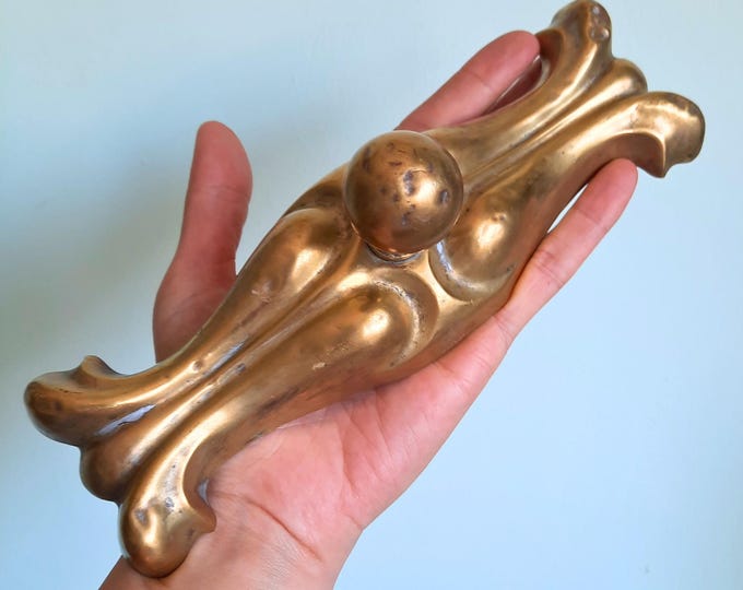 Antique Edwardian Cast Iron and Brass Paperweight 0.5 kg approx, Antique Office Gift
