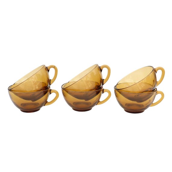 6 Arcoroc Topaze Glass Expresso Coffee Cups, 80's French coffee Cups ,Free Shipping UK