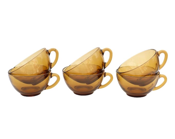 Arcoroc Topaze Glass Expresso Cups: 80's French Coffee Cups (Set of 6)