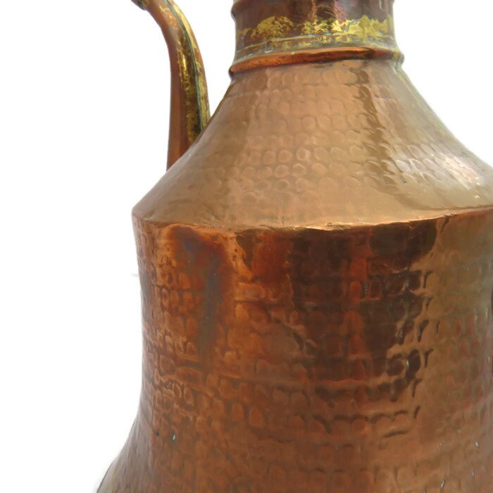 Antique Copper & Brass Large Coffee Water Pot Dallah Turkish H 15''.Old Turkish Copper Pot