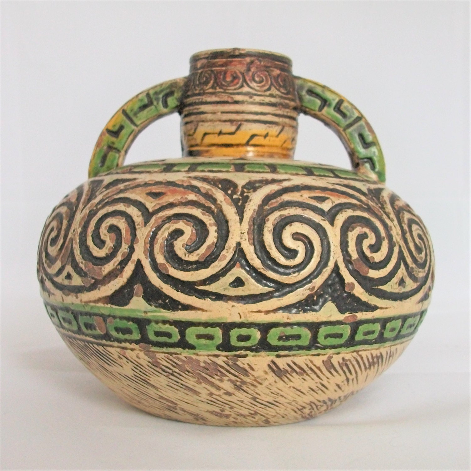 Antique Japanese Handcrafted Pottery Jug Vase