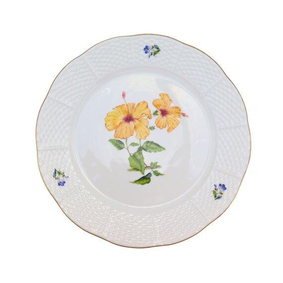 Herend Bermuda Flowers Plate: Hand-Painted Porcelain with 24K Gold