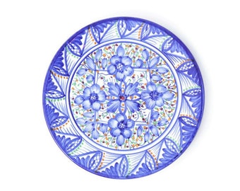 Spanish Hand Painted Ceramic Wall plate By Platart With Floral Decoration SL D 10.5'' .