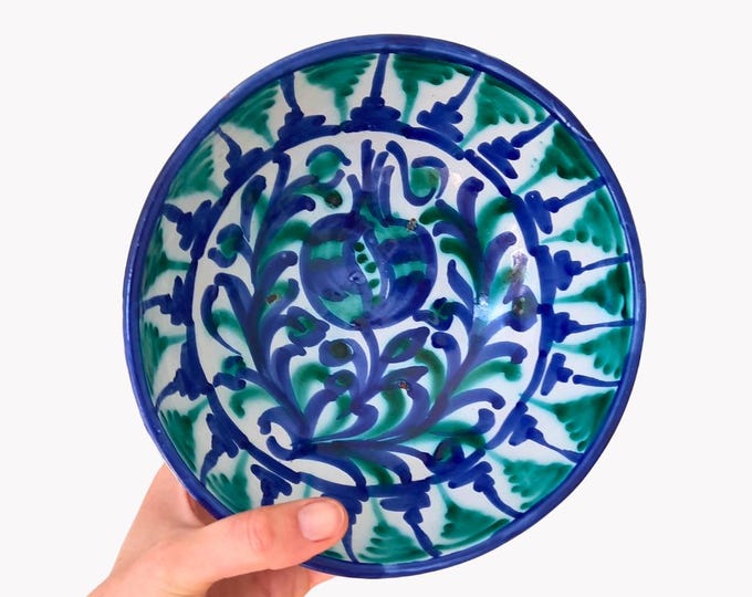 Spanish Pottery Hand Painted Wall Plate  Or Bowl Lebrillo Made In Granada Spain CAN BE HANGED