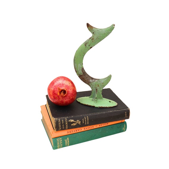 Antique English Victorian Decorative Anti Climb Iron Wall Spike, Antique Sculptural Cast Iron Fish Tail Sculpture