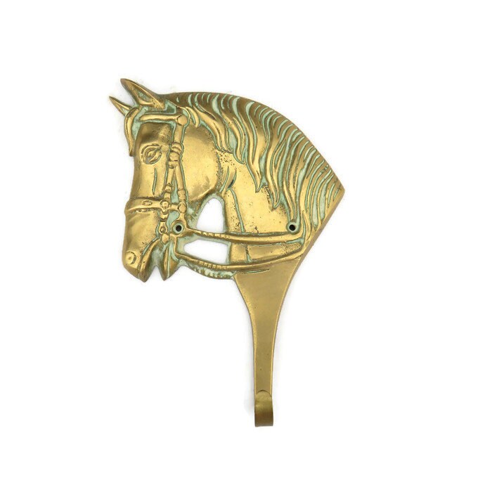 Vintage Cast Brass Horse Head Wall Hook Equestrian Wall decor