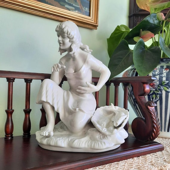 Mid Century Dresden Porcelain Woman With Fish Handcrafted