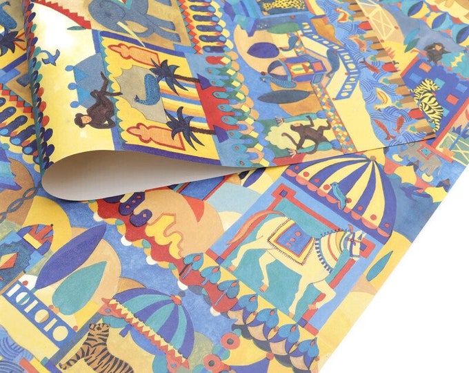Featured listing image: Vintage 1996 Indian Zoo Gift Wrapping Paper By Catherine Brighty For Brighteyes. New Old Stock Eco Friendly Wrapping Paper