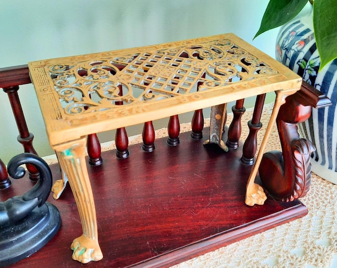 Antique 1895 Ornate Brass Scottish Trivet ”East Or West, Hame’s Best”  By Archibald Kenrick & Sons, Of All Places In The World, Home Is Best