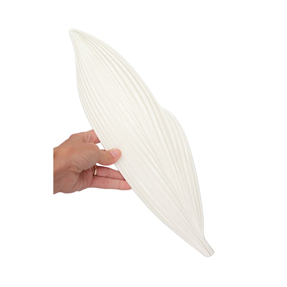 Mid Century porcelain tropical leaf decorative dish, Spode Velamour Leaf Dish, Tropical Palm leaf tray, Long hor d'oeuvres