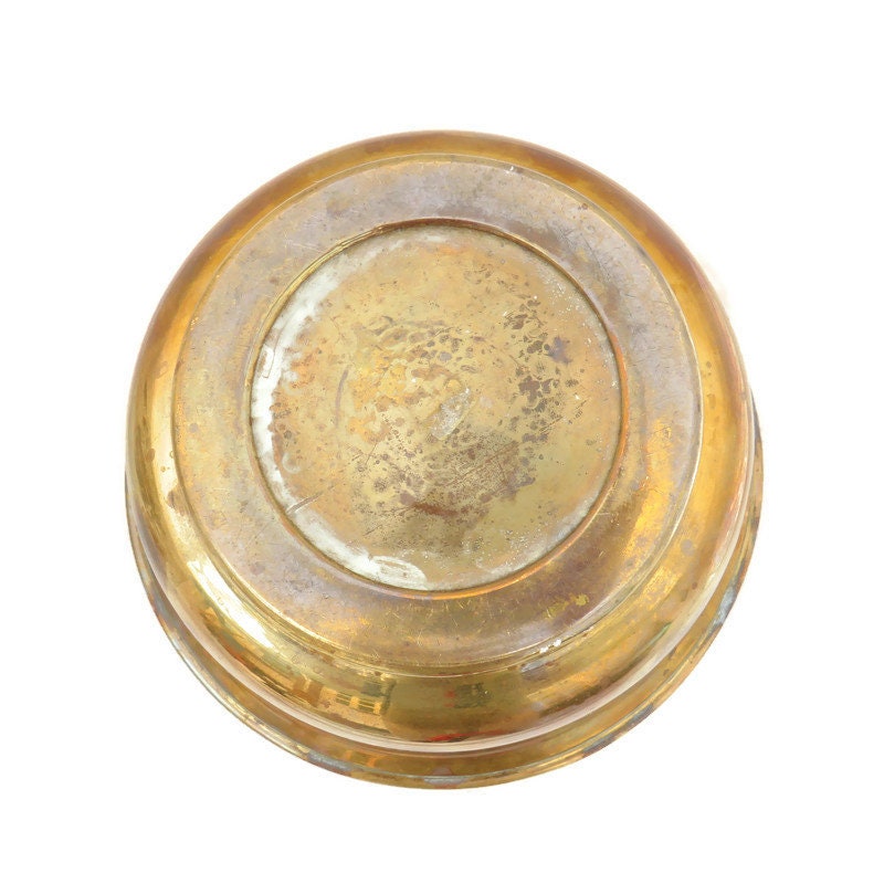 Vintage Brass Planter with Embossed Floral Design 7''H Made In England.Bohemian Decor Planter