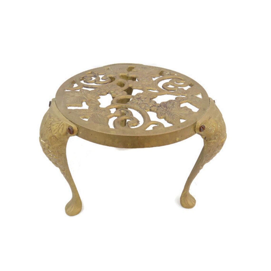 Antique Vintage Brass Fire Side Trivet Stand Pedestal 3 legs Etsy