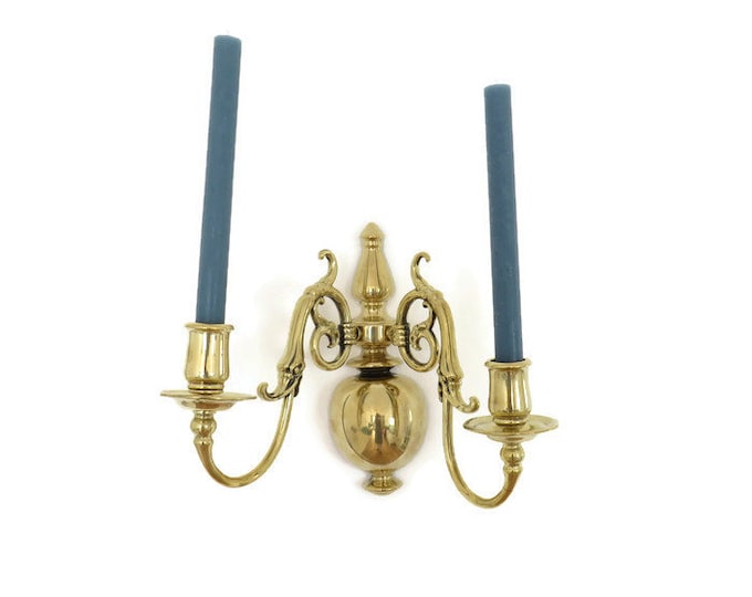 Antique Brass Wall Candle Holder: Mythical Sea Creature Design, Made in England